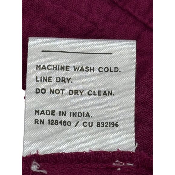 Pact Coastal Gauze Tie-Waist Midi Dress Cap-Sleeve Organic Cotton Magenta Sz XS - Picture 7 of 7